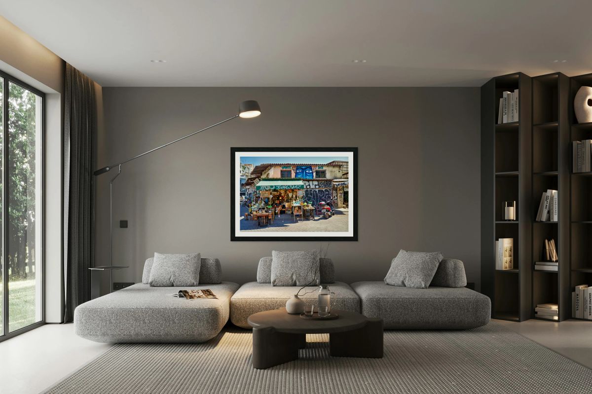 Flea market stalls at Monastiraki in Athens on a sunny day