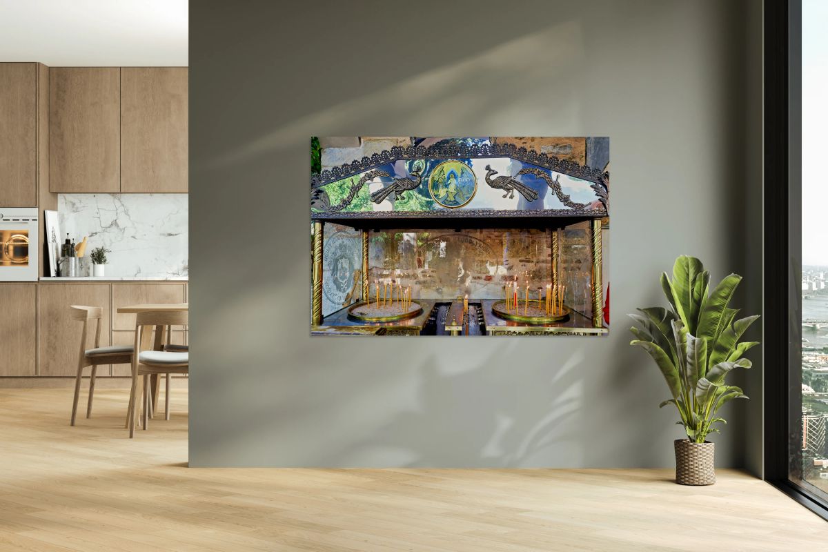 Votive candles at Church of Agioi Anargyroi in Athens Greece