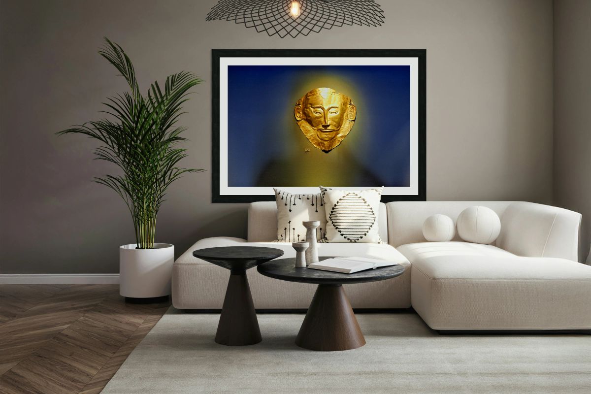 Golden mask of Agamemnon at National Archaeological Museum in At