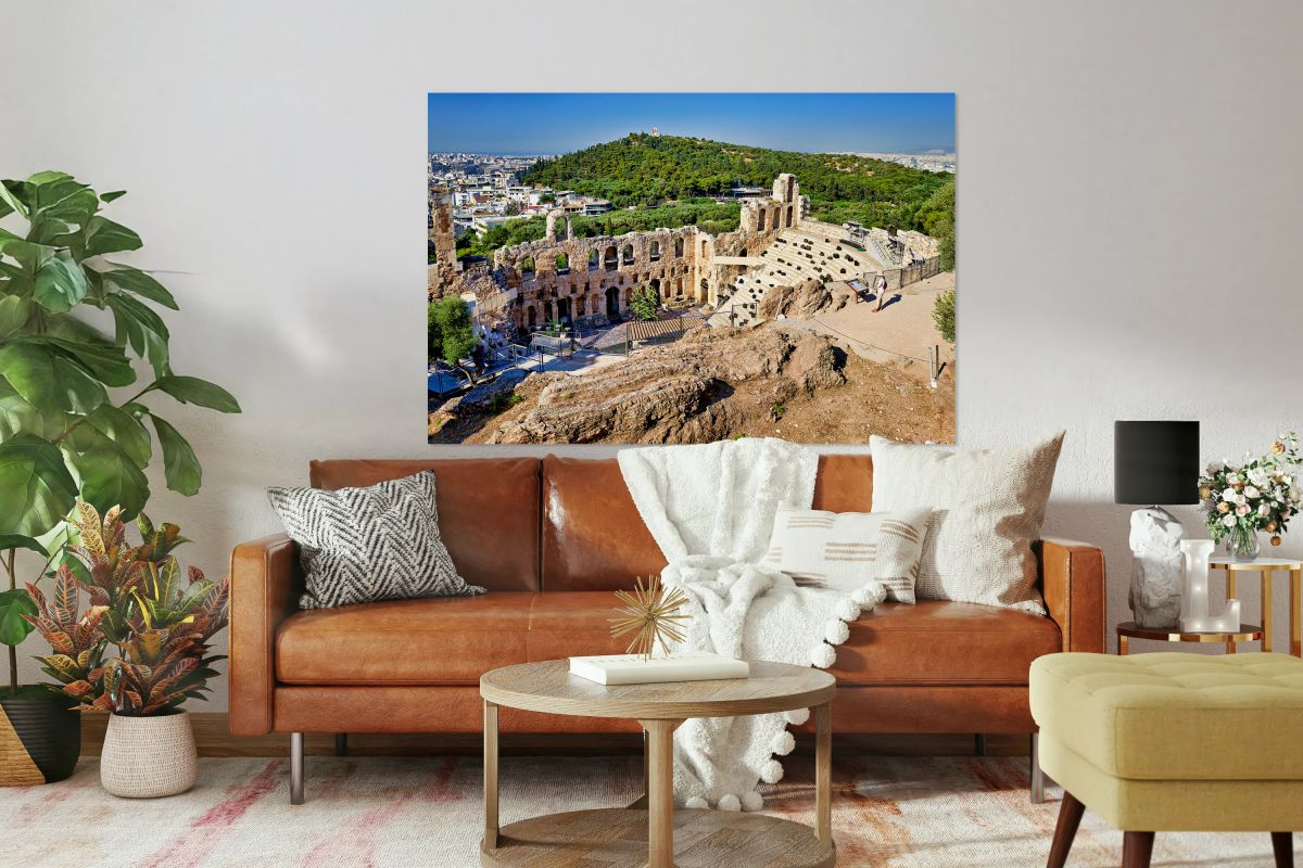 View of Athens from Acropolis showing Herod Atticus Theatre