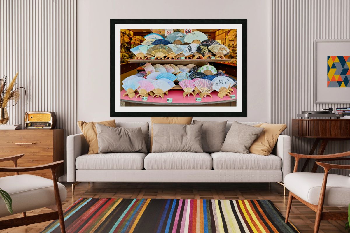 Folding fans display in Higashiyama district of Kyoto Japan