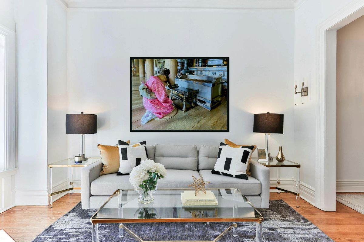 Kneeling in prayer at Kiyomizu Dera Temple in Kyoto Japan