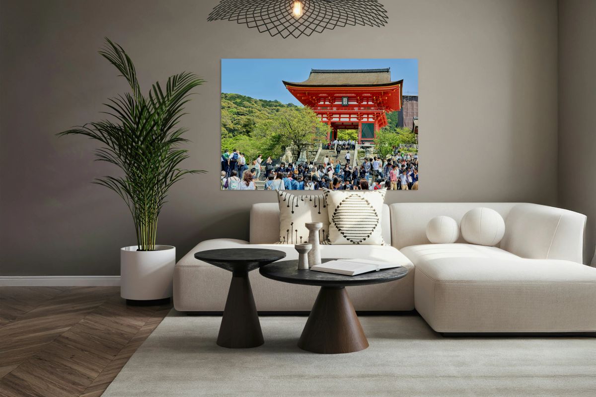 Visiting Kiyomizu Dera Temple in Kyoto with many people around