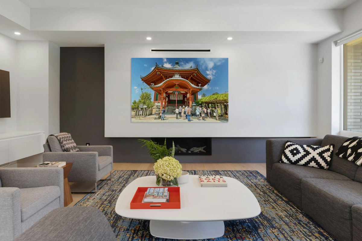Visitors are praying at a temple in Nara Japan