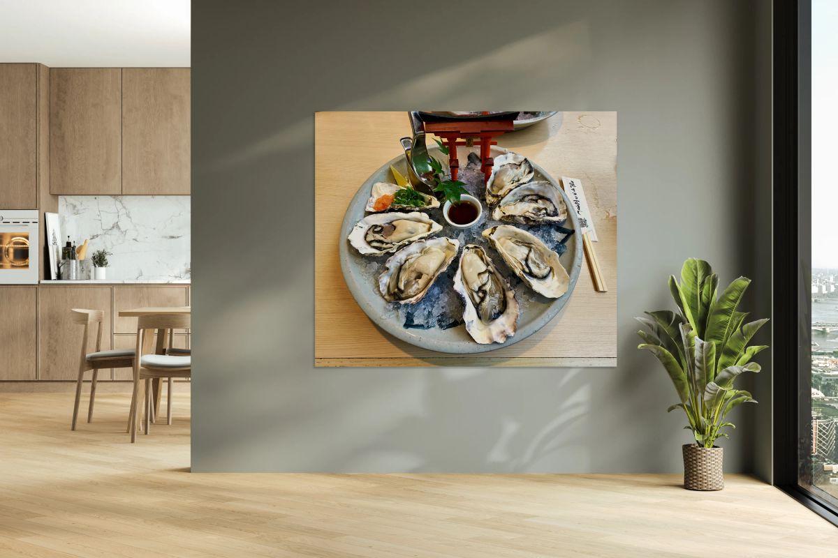 Fresh giant oysters served in Miyajima Hiroshima region of Japa