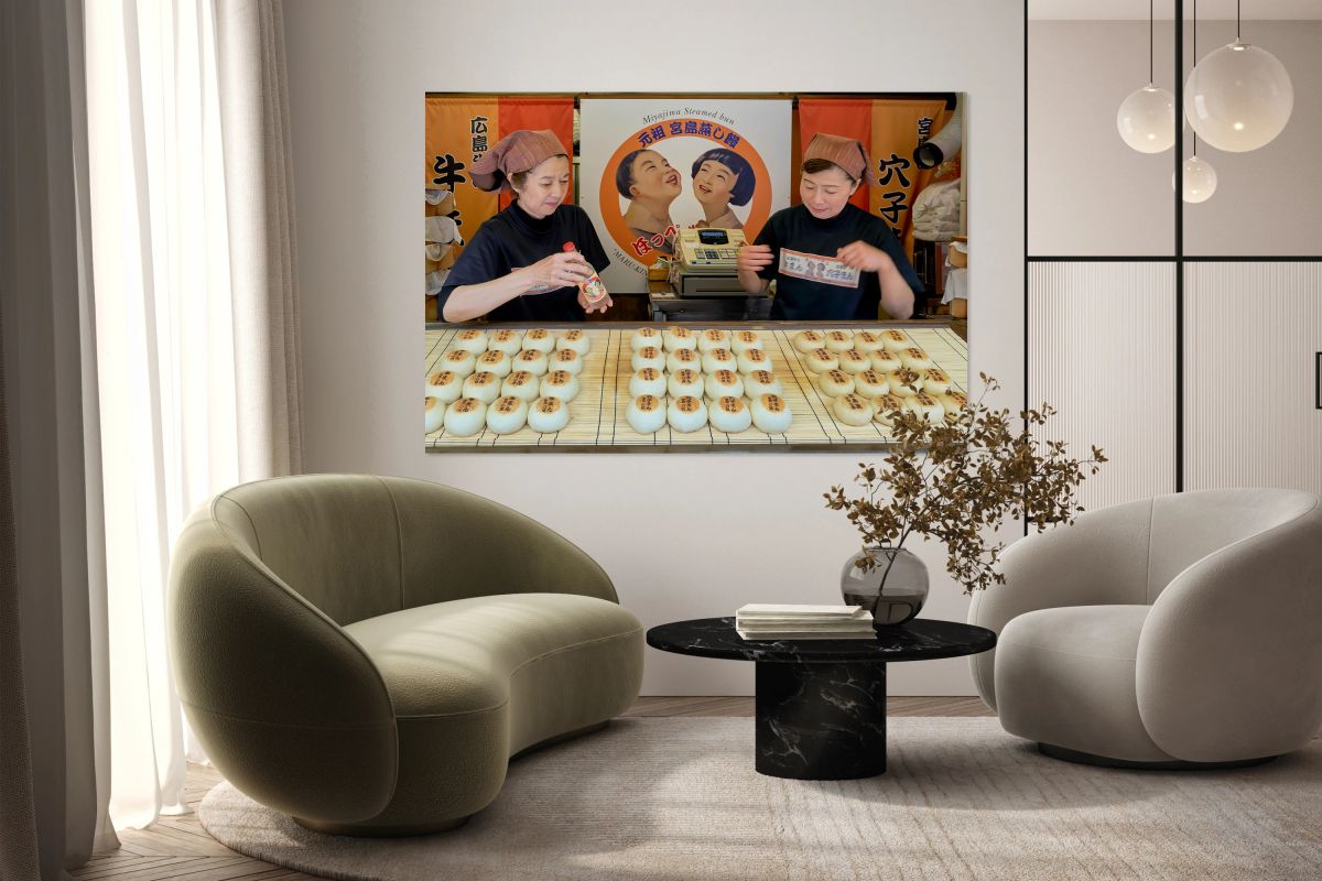 Steam buns are made by women in Miyajima Hiroshima Japan