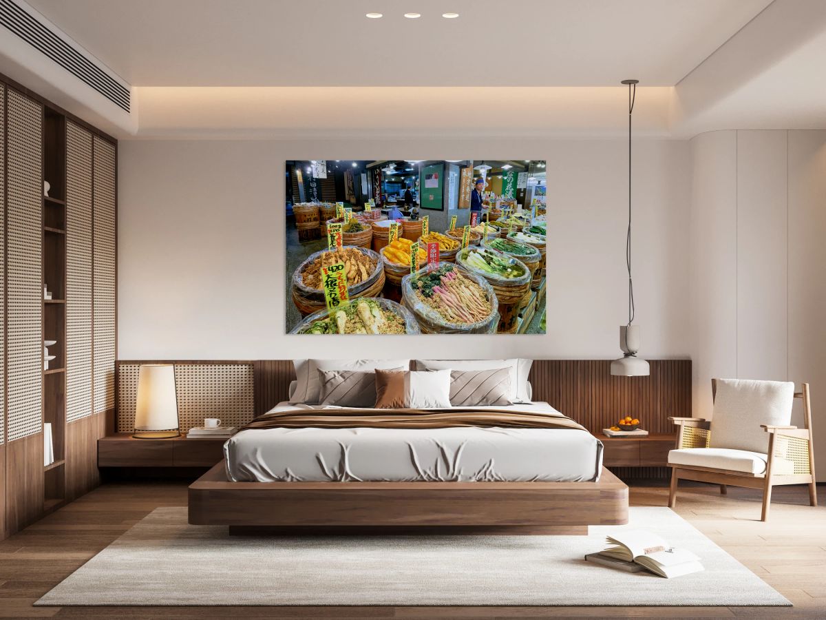 Nishiki Market in Kyoto shows local food vendors selling vegetab