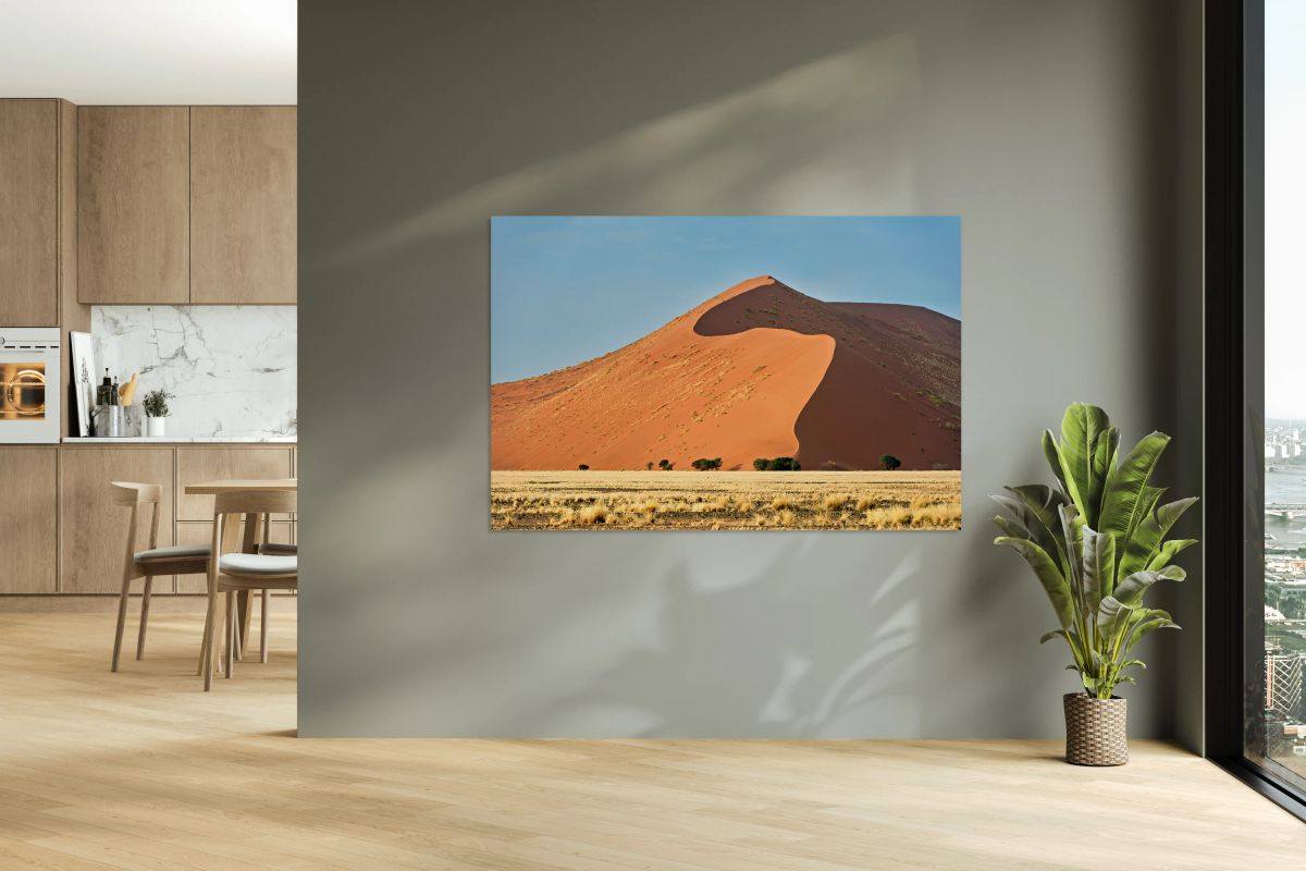 Sand dunes rise at Sossusvlei in Namib Naukluft National Park