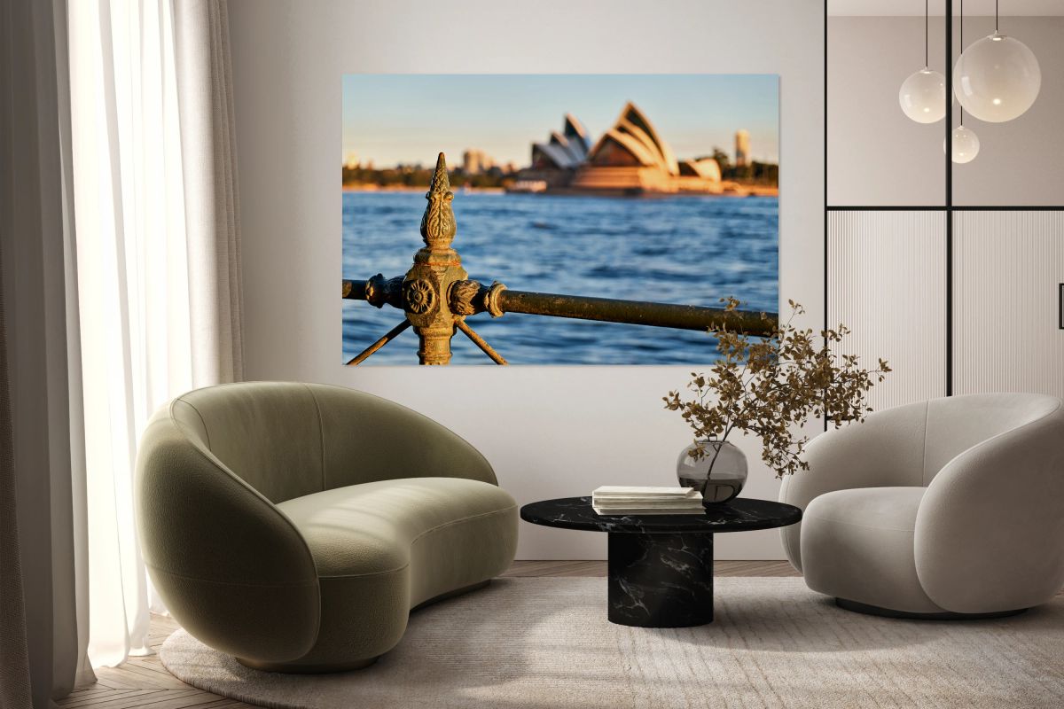 Sydney Opera House seen through a fence