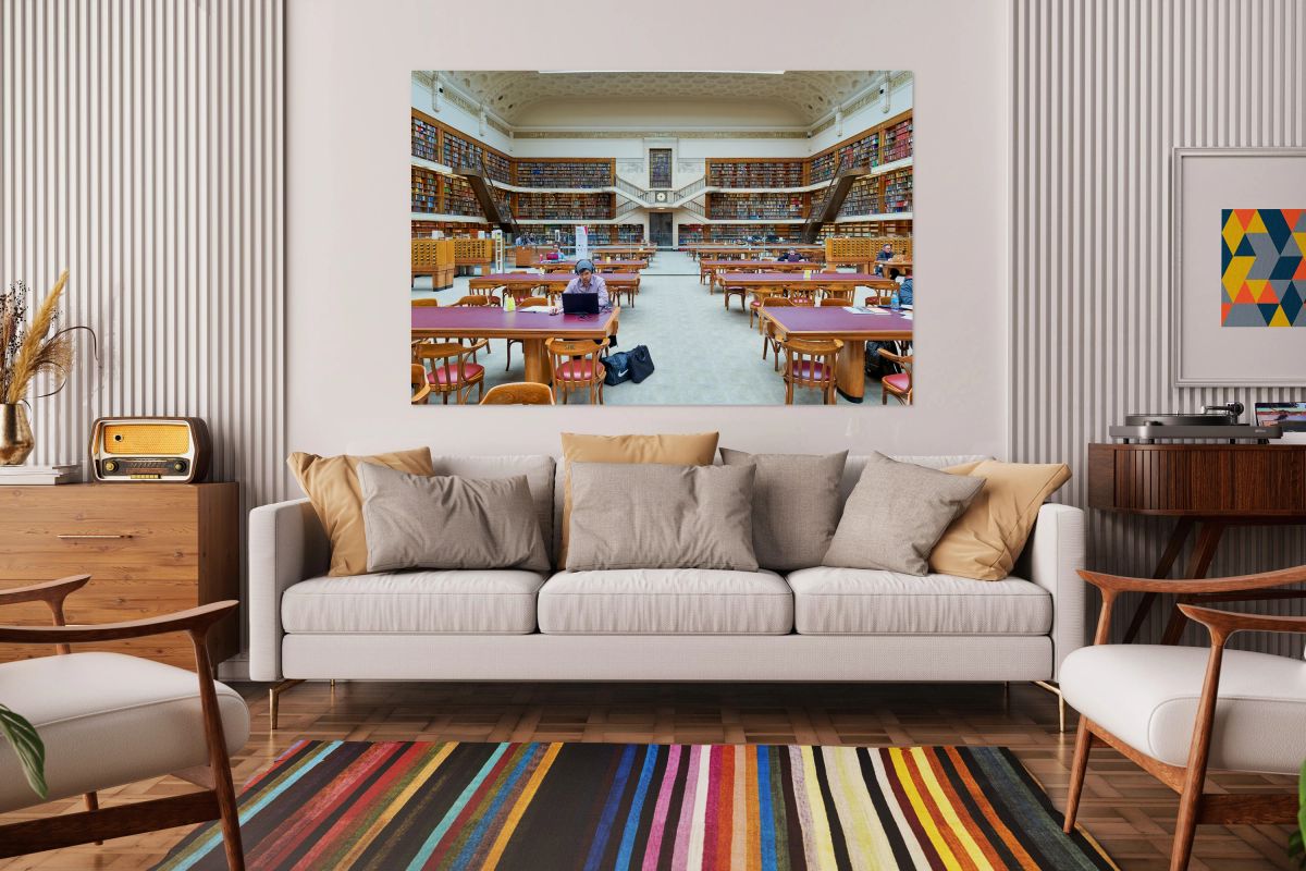 Grand library in Sydney with students and researchers at work