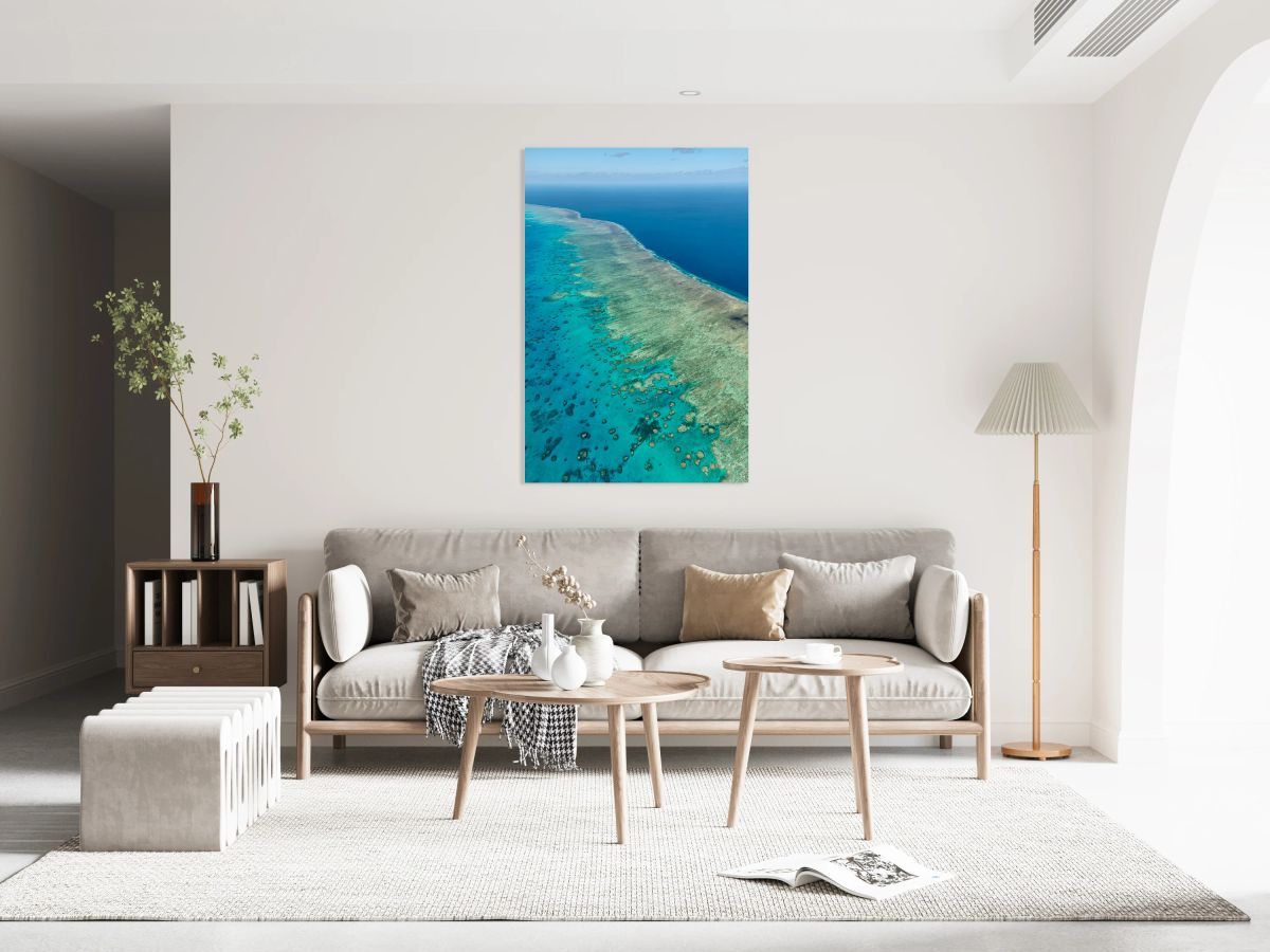 Aerial view of the Great Barrier Reef Australia.