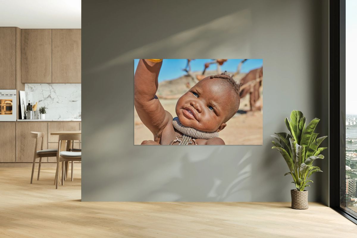 Portrait of Himba child in Kunene region of Namibia