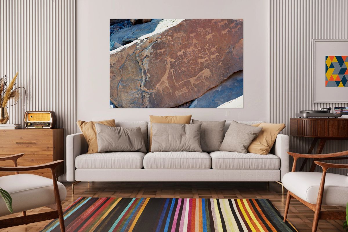 Prehistoric rock engravings at Twyfelfontein in Namibia