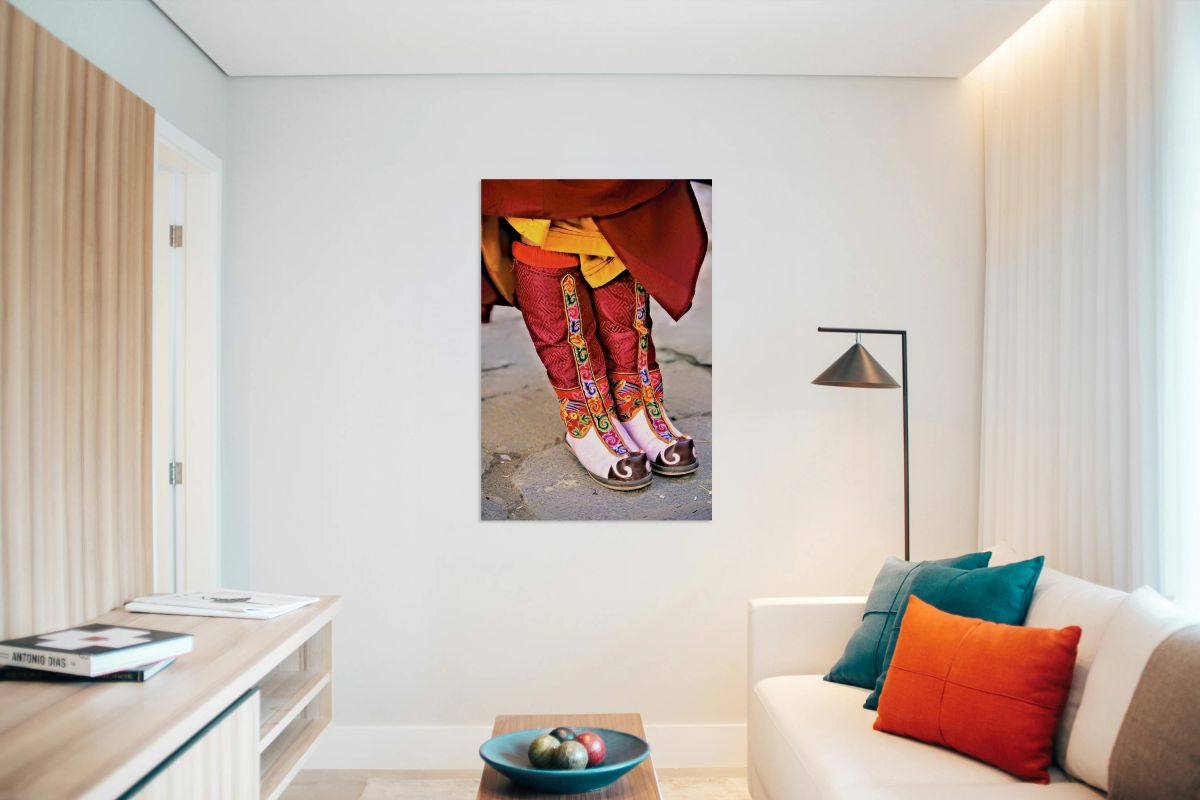 Colorful embroidered traditional boots and robes.