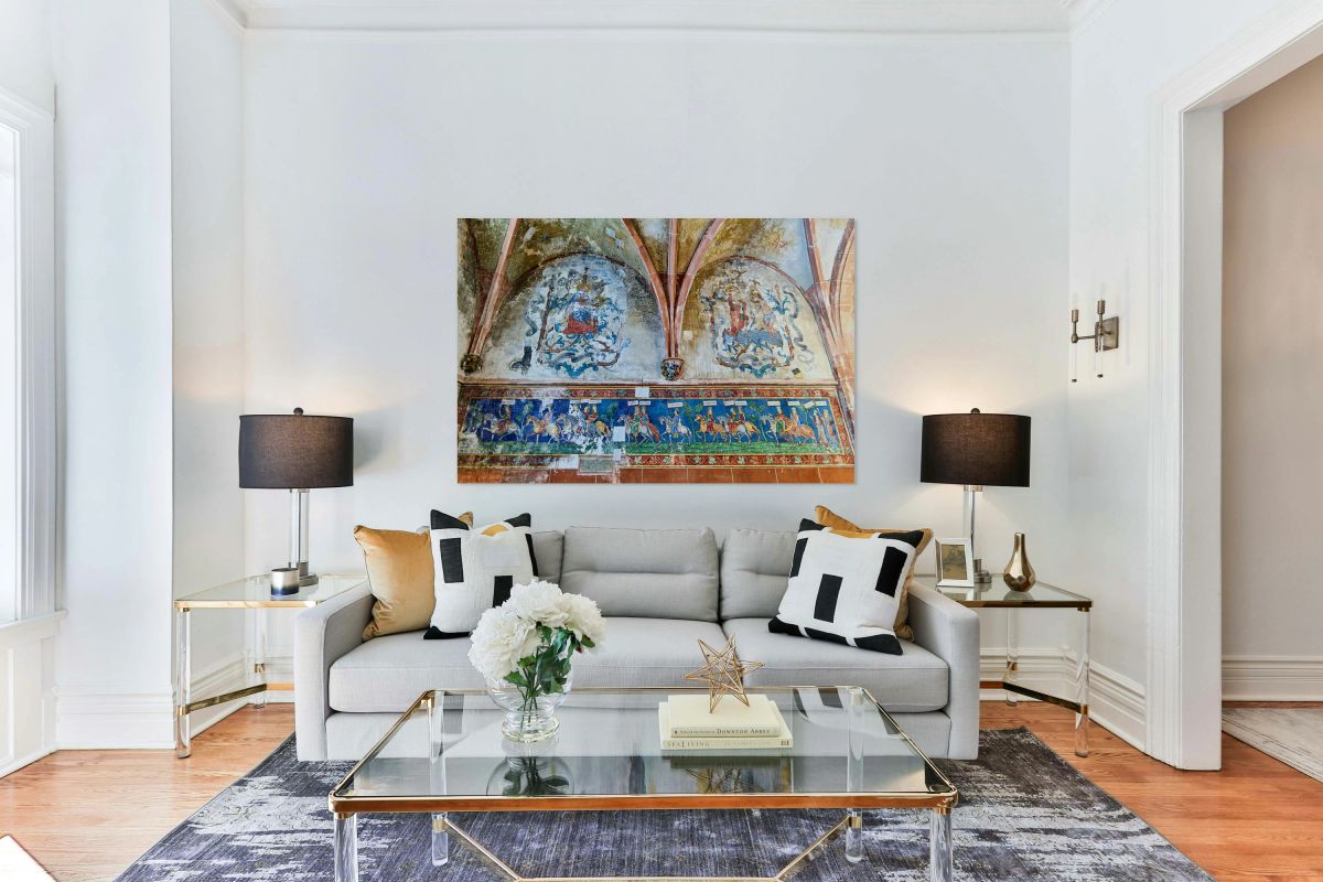 Historical murals in Saint Pierre le Jeune church of Strasbourg