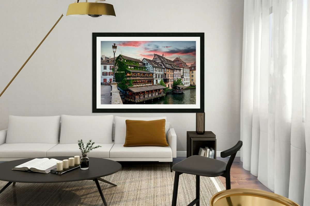 Evening dinner at Petit France district in Strasbourg Alsace