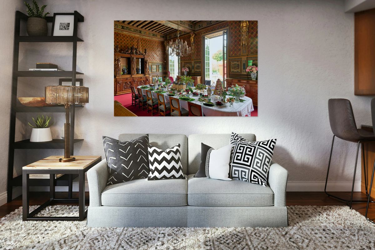 Dining room at Chateau de Cheverny in France with a festive tabl