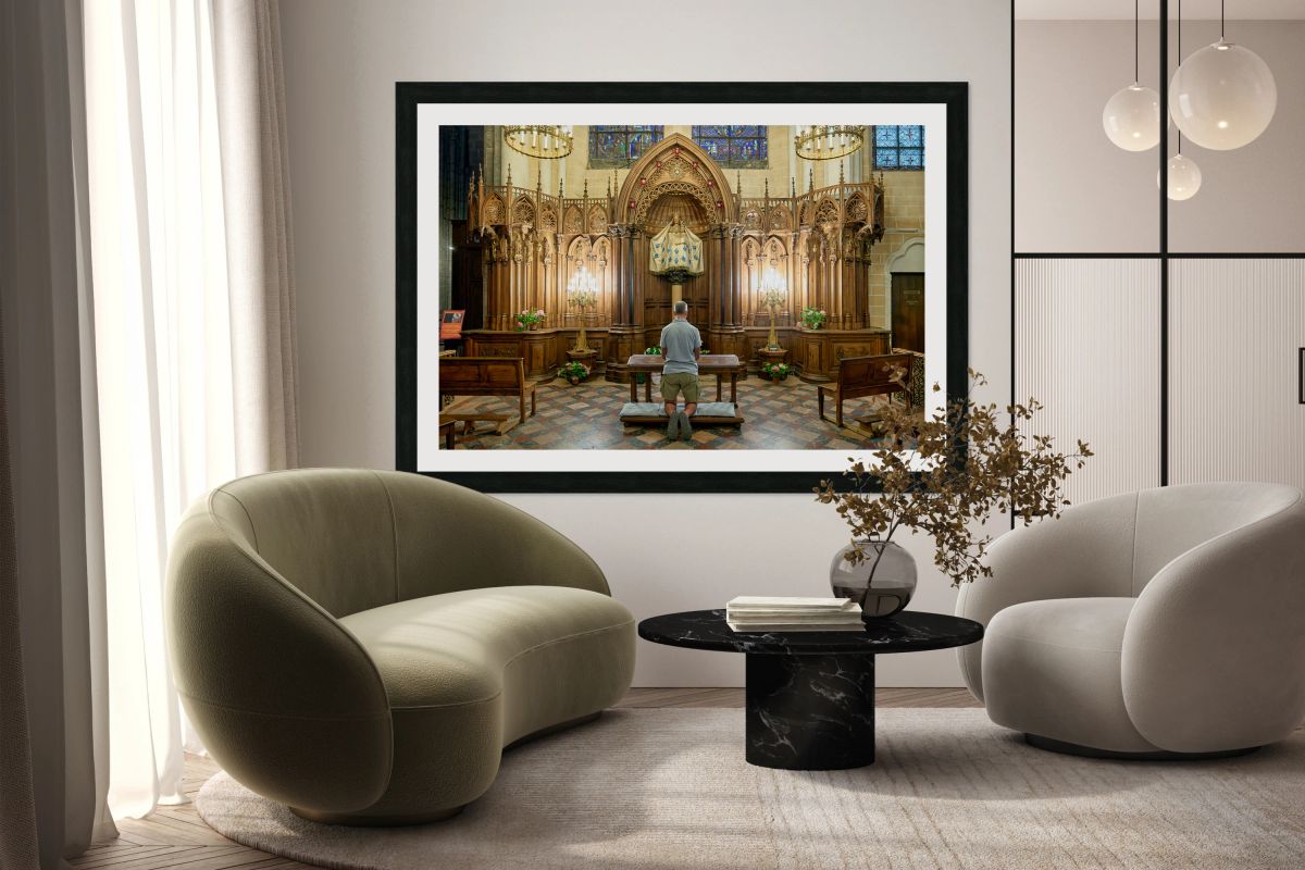 Praying in a chapel at Chartres Cathedral in France