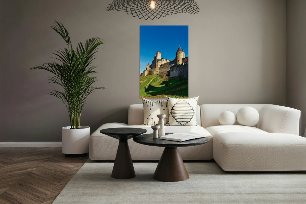 Visit to the historic fortress of Carcassonne in France on a sun