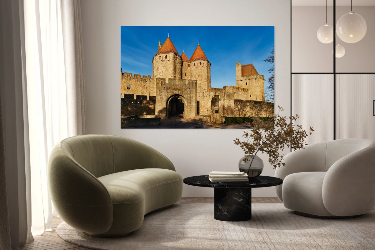 Visit to historic fortress in Carcassonne France during sunny we