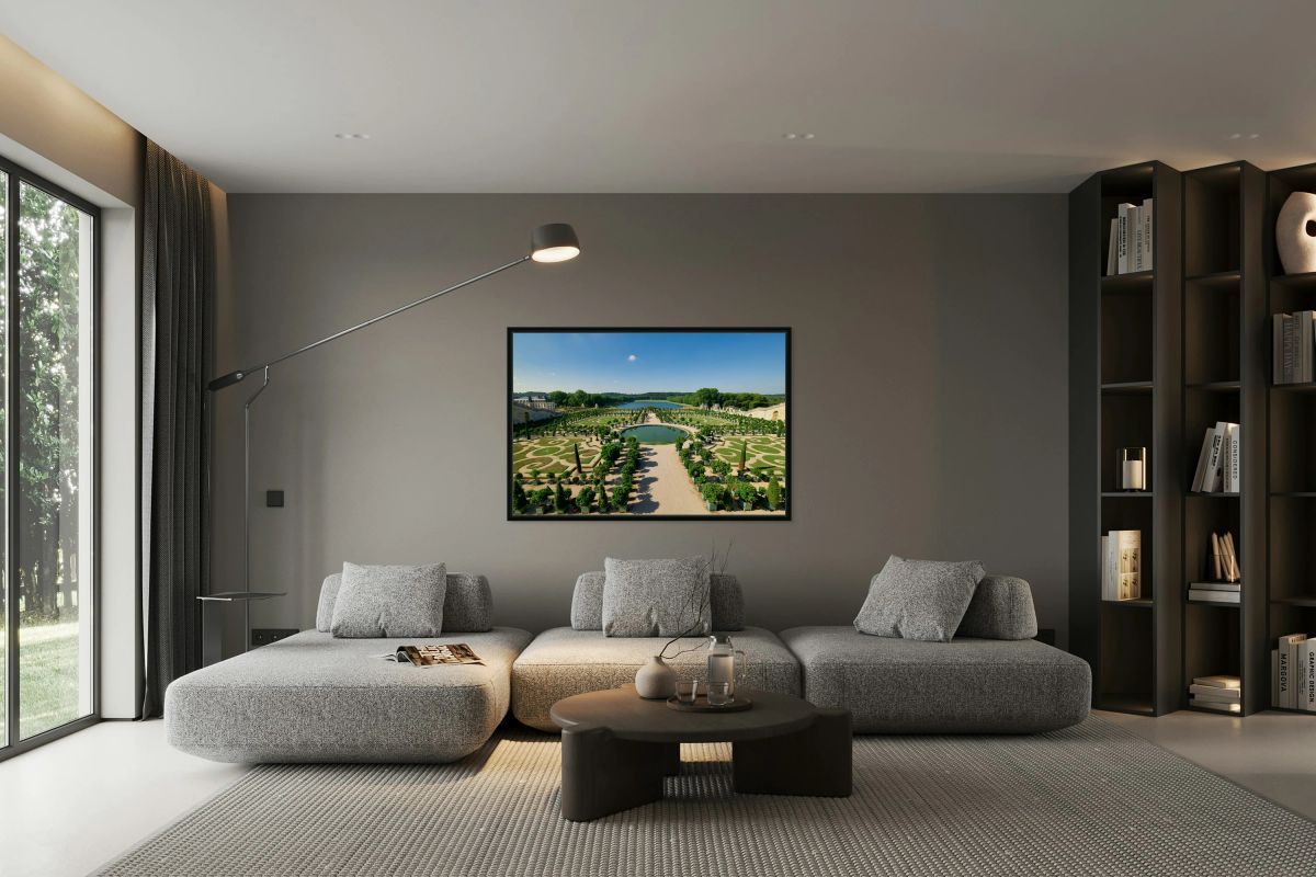 View of the gardens at Palace of Versailles in Paris France