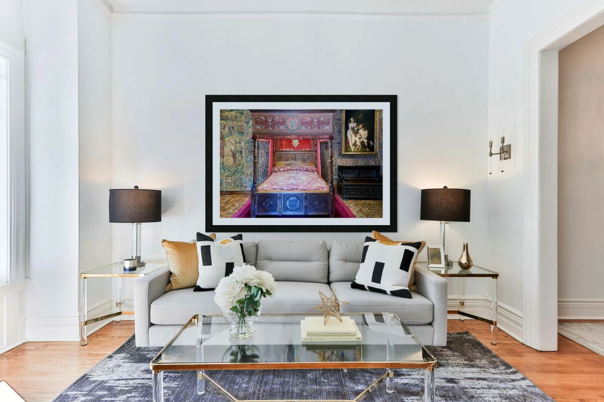 Historic bed in the Chateau de Chenonceau in France