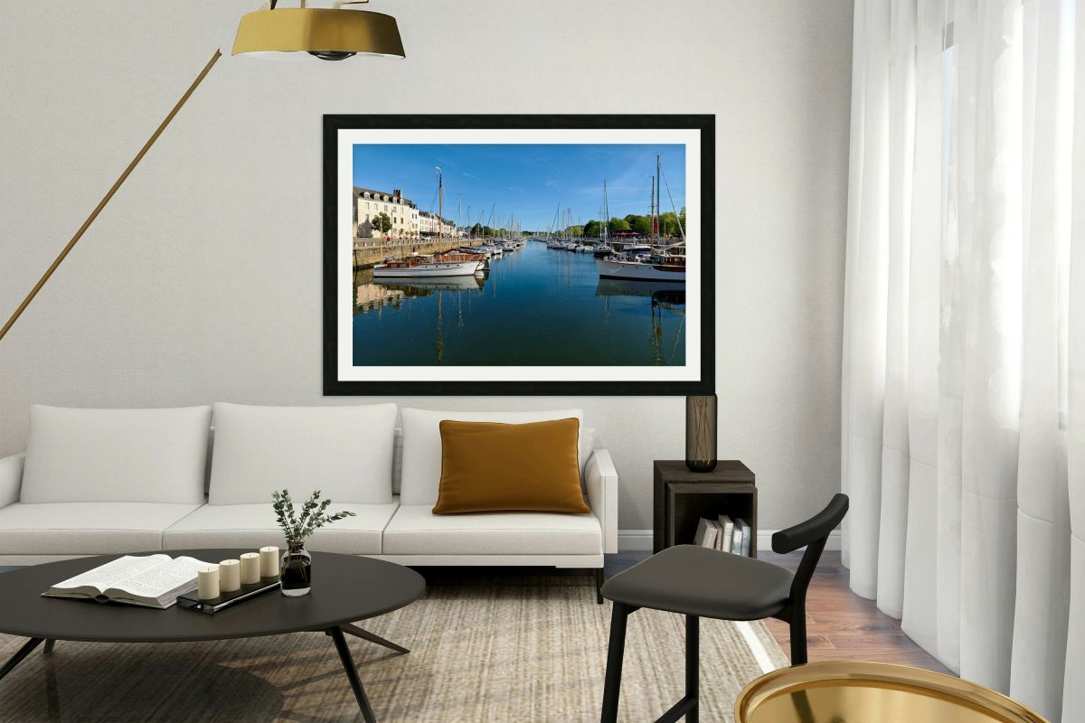Boats moored in Vannes port on a clear day in Brittany France