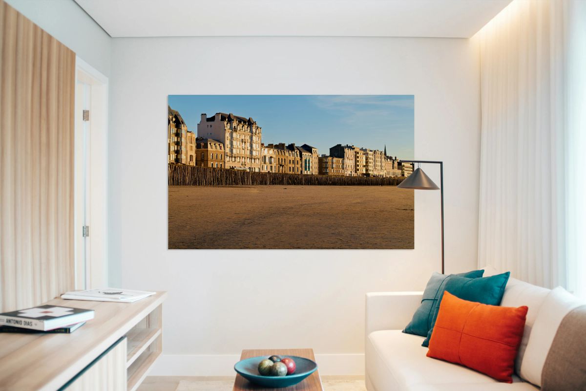 Grand plage du Sillon at dusk in Saint Malo Brittany France