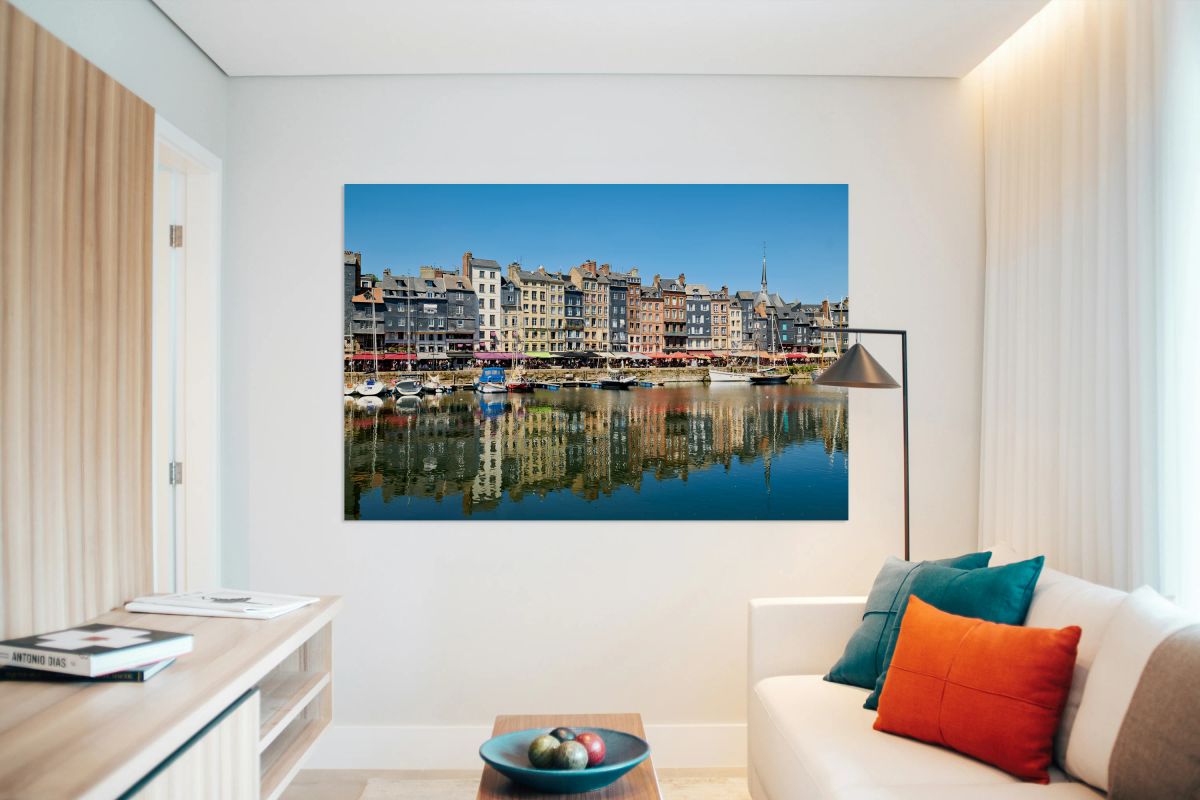 Beautiful harbour view in Honfleur Normandy France during the da