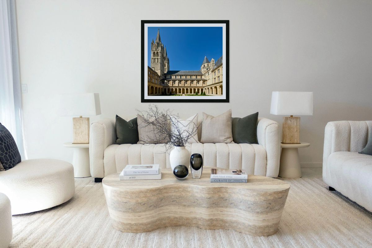 Historic Abbey of Saint Etienne in Caen Normandy under clear sky
