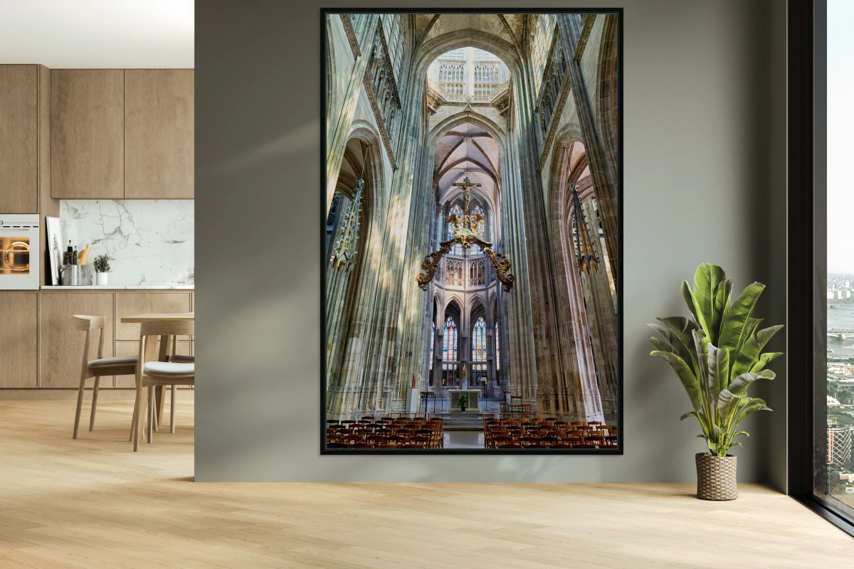 Saint Maclou church interior in Rouen Normandy France on a quiet