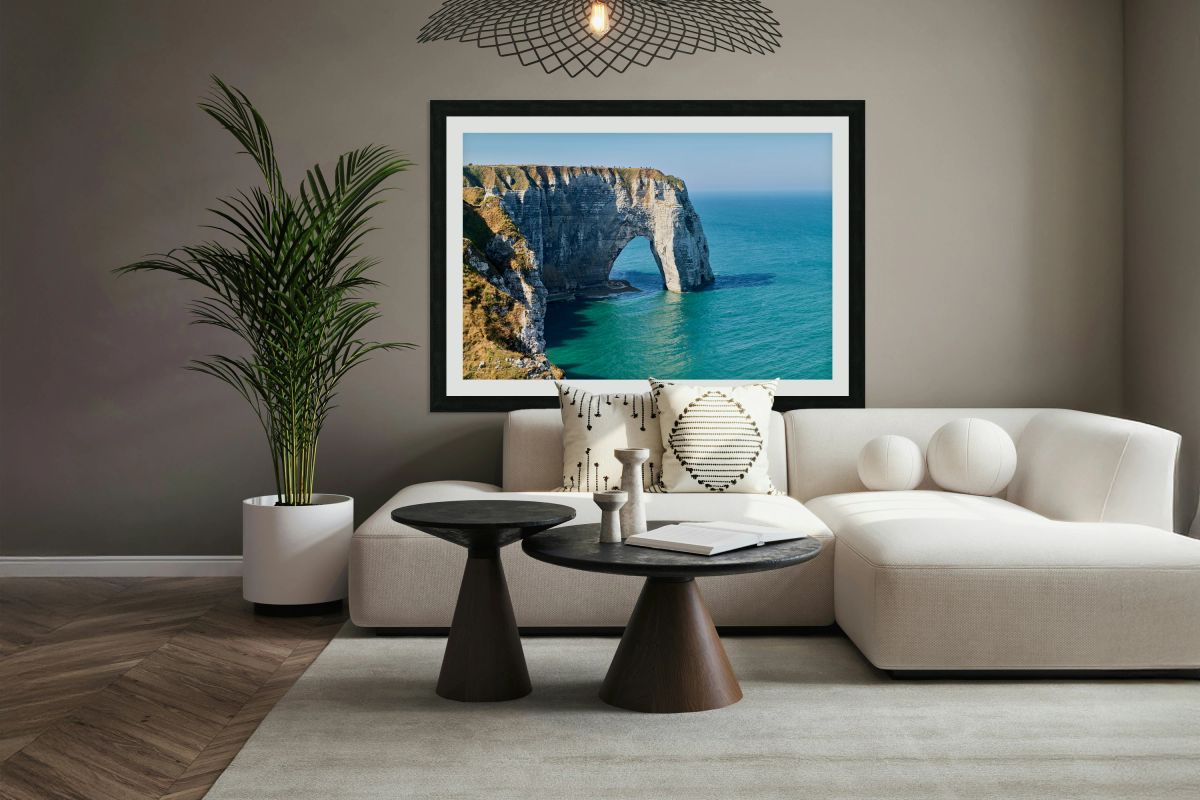 Chalk cliffs of Etretat along the coast of Normandy in France