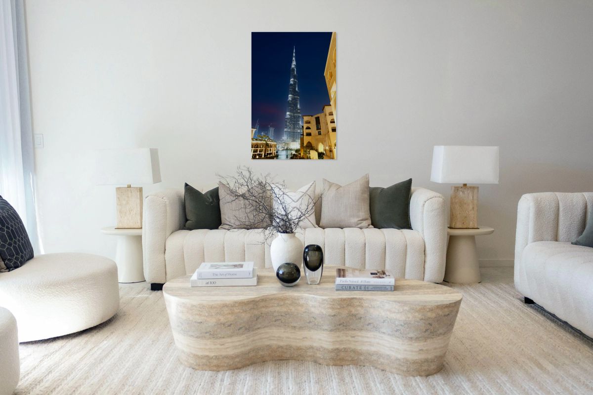 Burj Khalifa shining bright at night in Dubai UAE