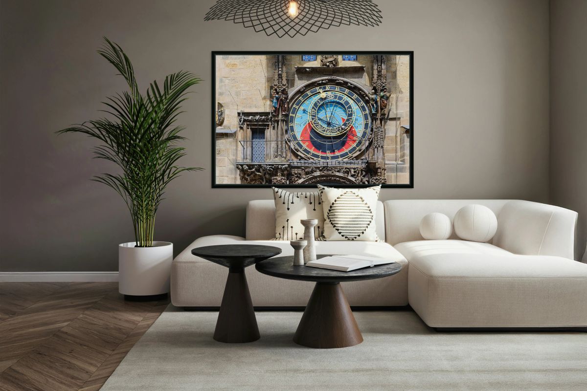 Ornate Prague Astronomical Clock with celestial dial and figures