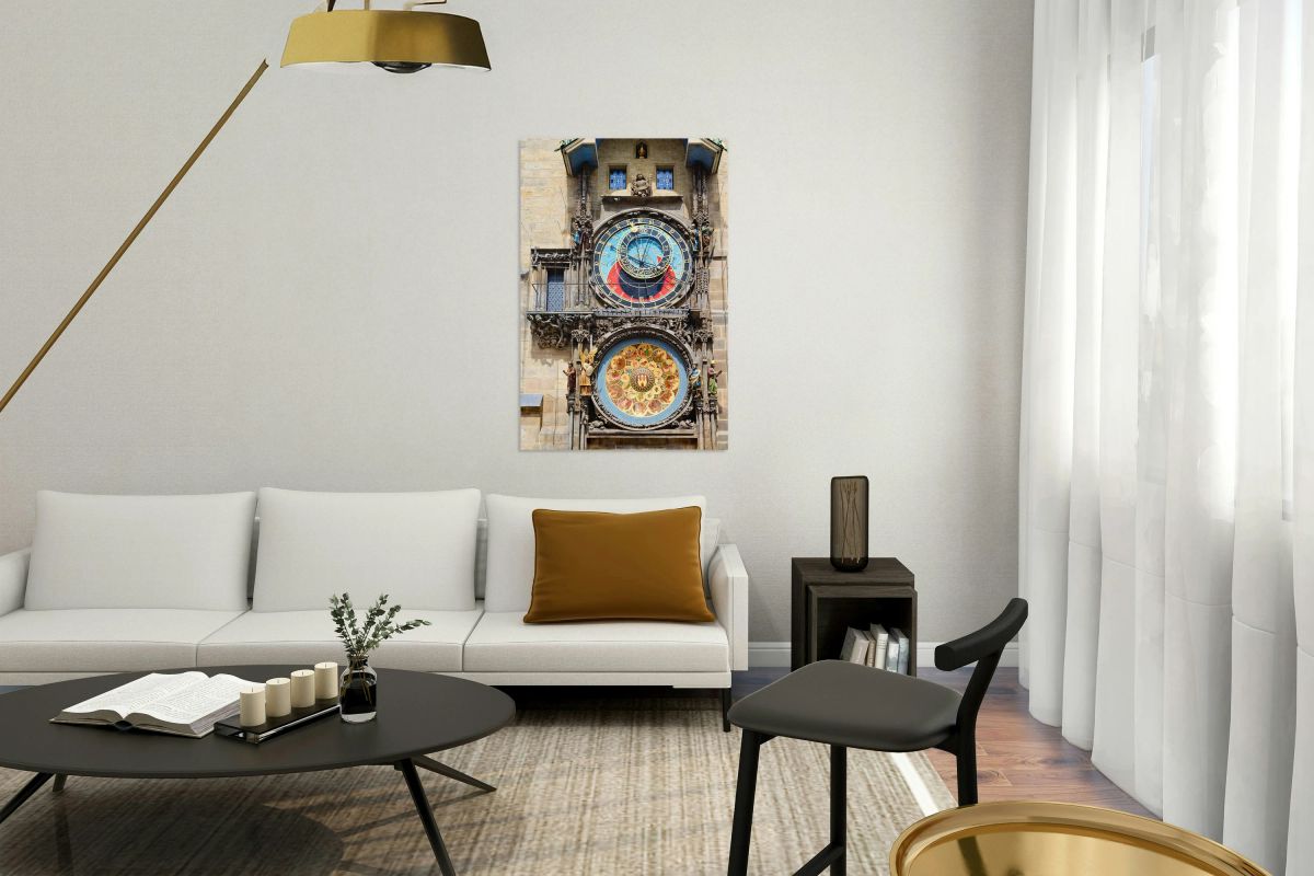 Ornate Prague Astronomical Clock with intricate dials and figure