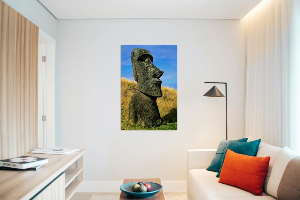 Iconic Moai statue stands tall on Easter Island.
