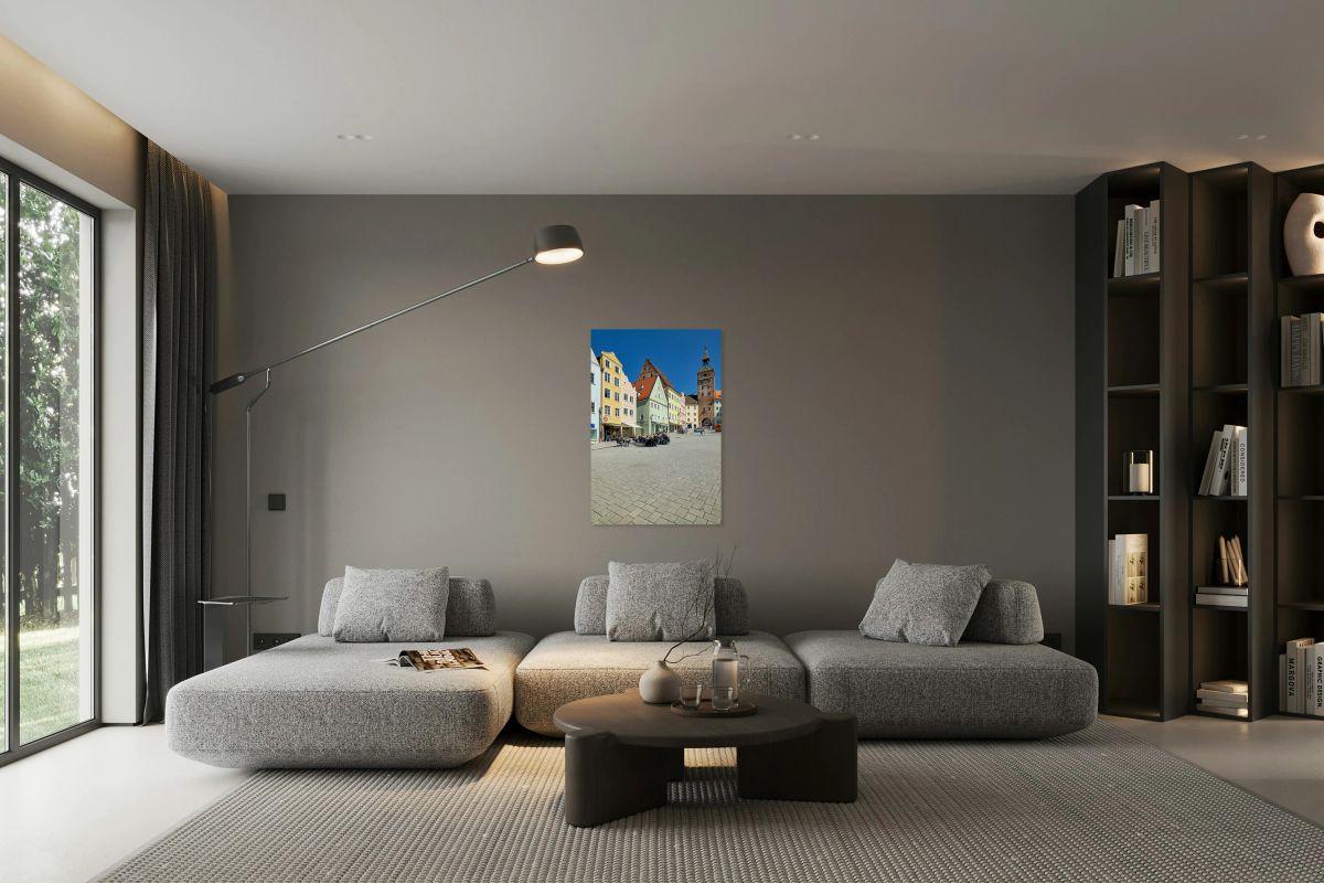 People enjoy meals in Hauptplatz square in Landsberg am Lech Ger