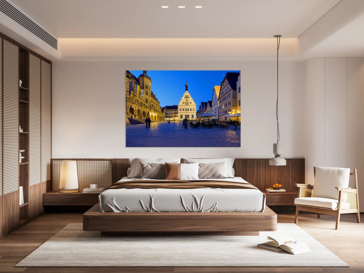 Market square at sunset in Rothenburg ob der Tauber Germany