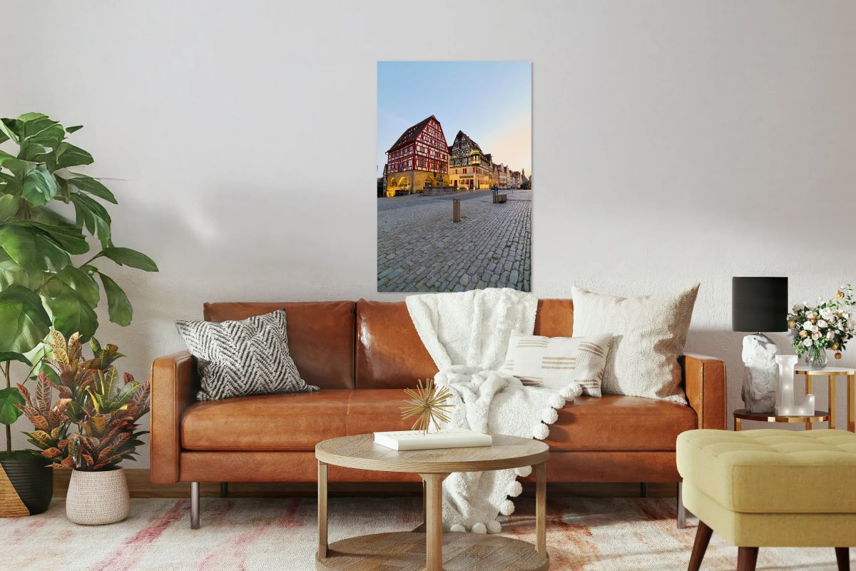 Sunset at jagstheimer haus and georgsbrunnen rothenburg