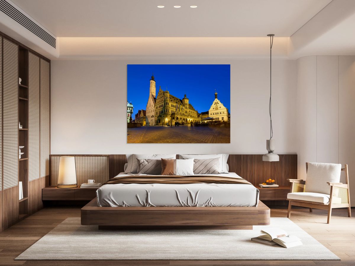 Market square at sunset in Rothenburg ob der Tauber Germany