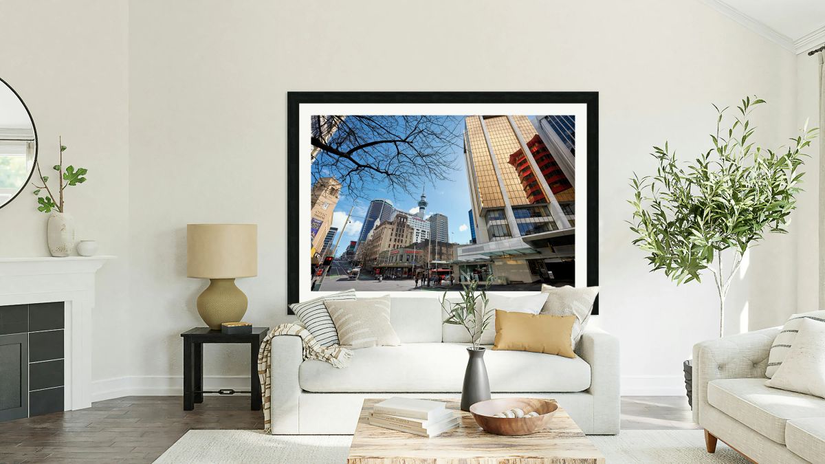 Modern architecture and Sky Tower in Auckland New Zealand