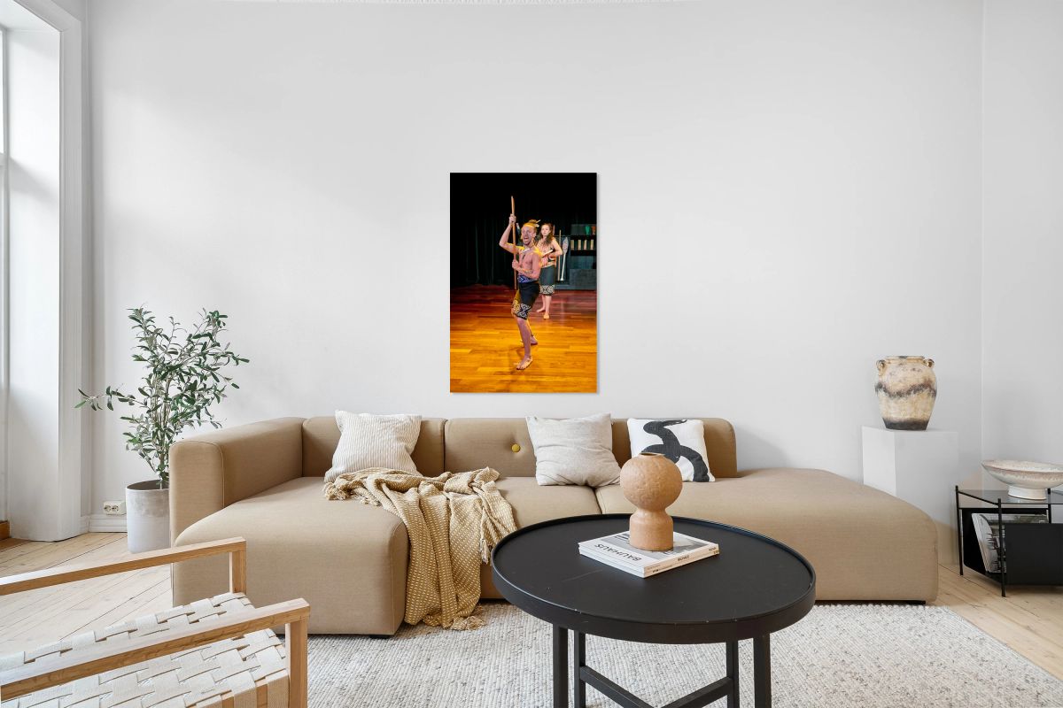 Two performers present a Maori haka dance in Auckland