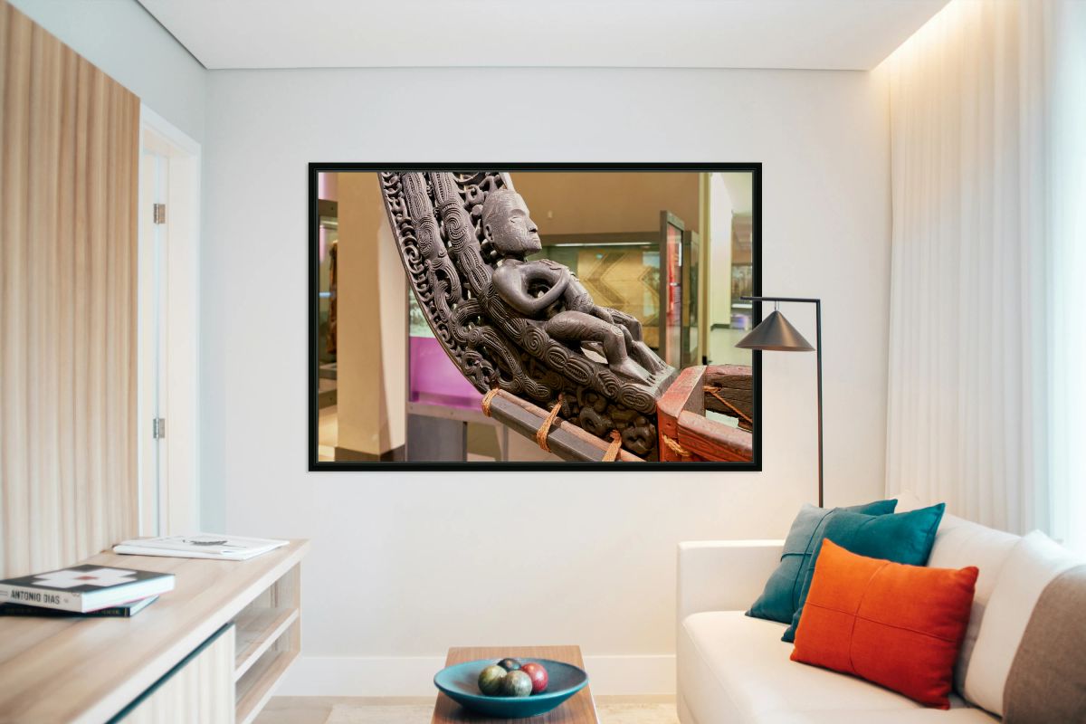 Maori carving displayed at Auckland War Memorial Museum in New Z