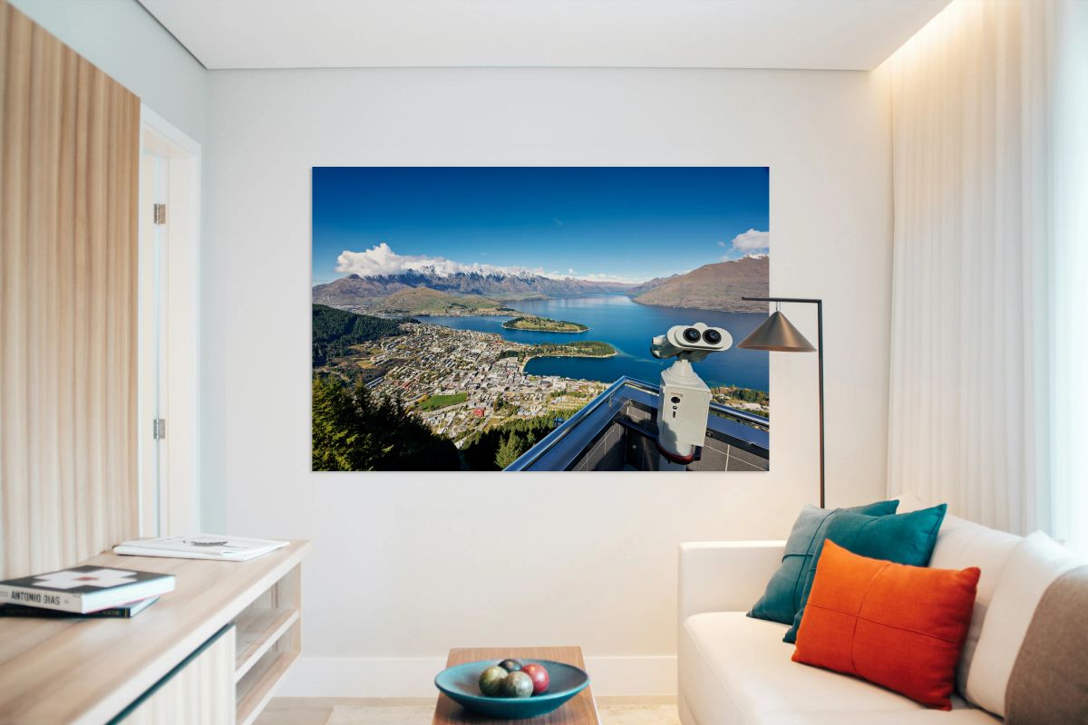 Aerial view of Lake Wakatipu in Queenstown Otago South Island