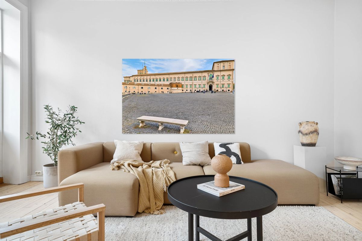 Quirinal Palace in Rome Italy with visitors in the courtyard