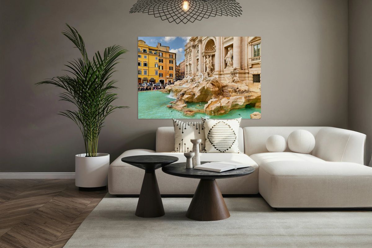 Visitors gather at Trevi Fountain in Rome Lazio Italy