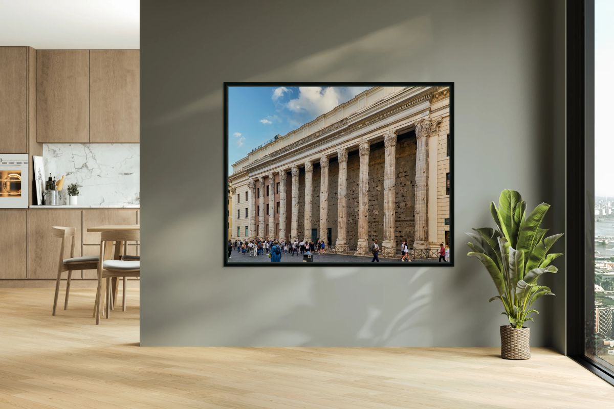 Exploring the Temple of Hadrian in Rome during a sunny day