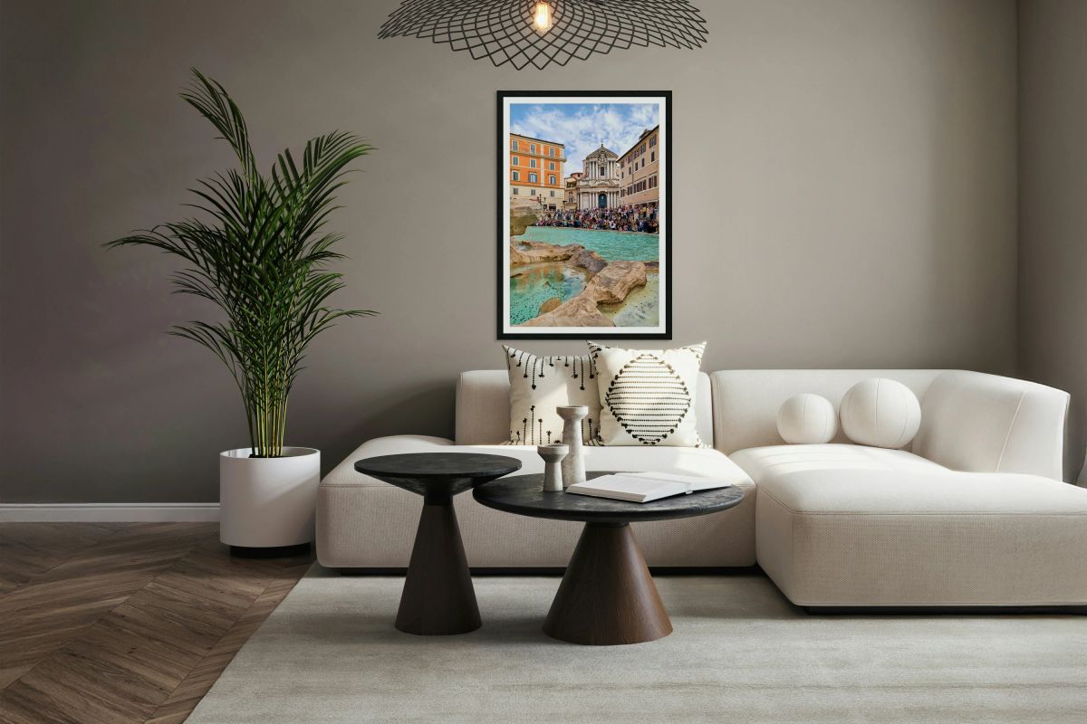 Crowd enjoys the lively atmosphere at Trevi Fountain in Rome