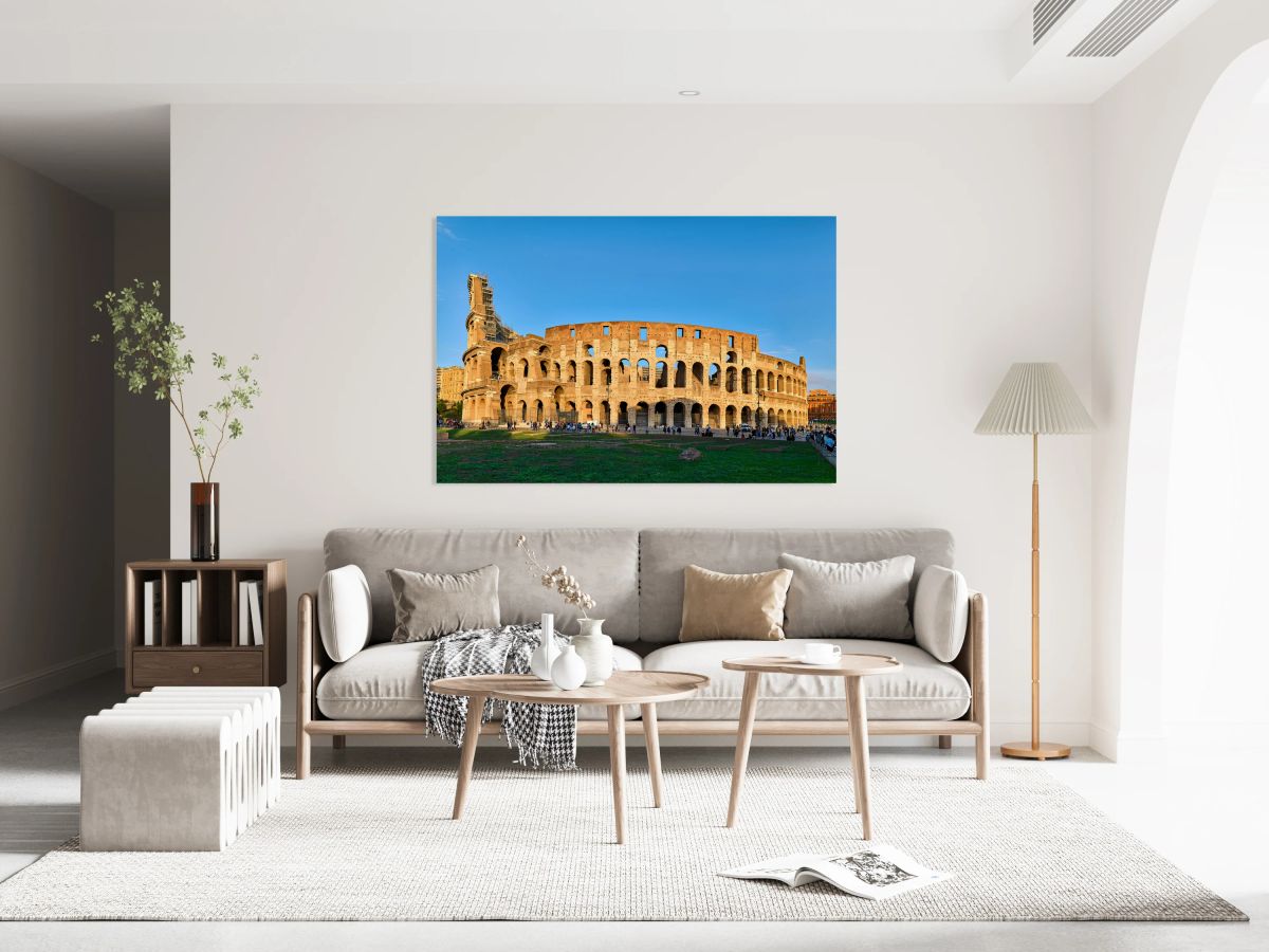 Colosseum in Rome during evening light with visitors present