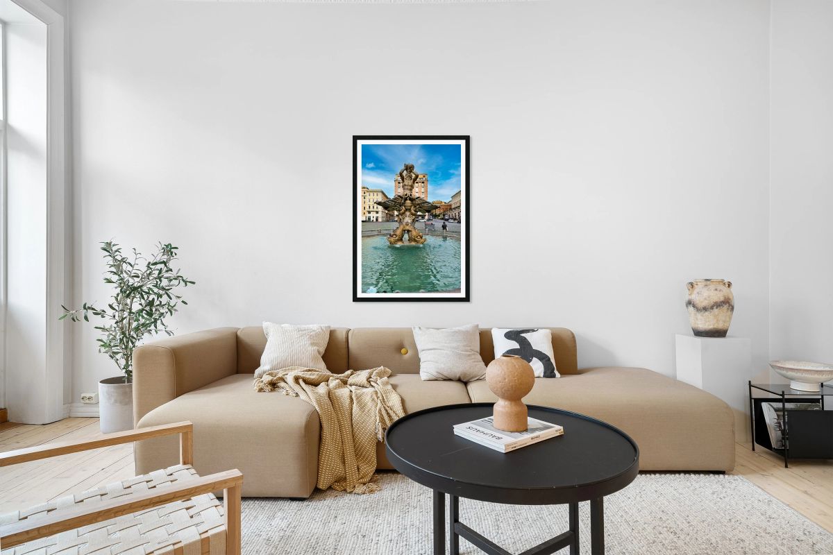 Visitors admire the Triton Fountain by Bernini in Piazza Barberi